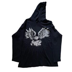 AVIREX Thermal‎ Hoodie Eagle Graphic Black Long Sleeve Men's XXL